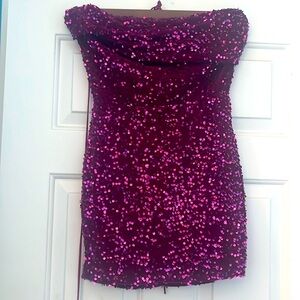 Lucy in the sky purple body con desss